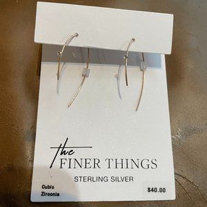 Women's Sterling Silver Earrings w/ Cubic Zirconia Stones